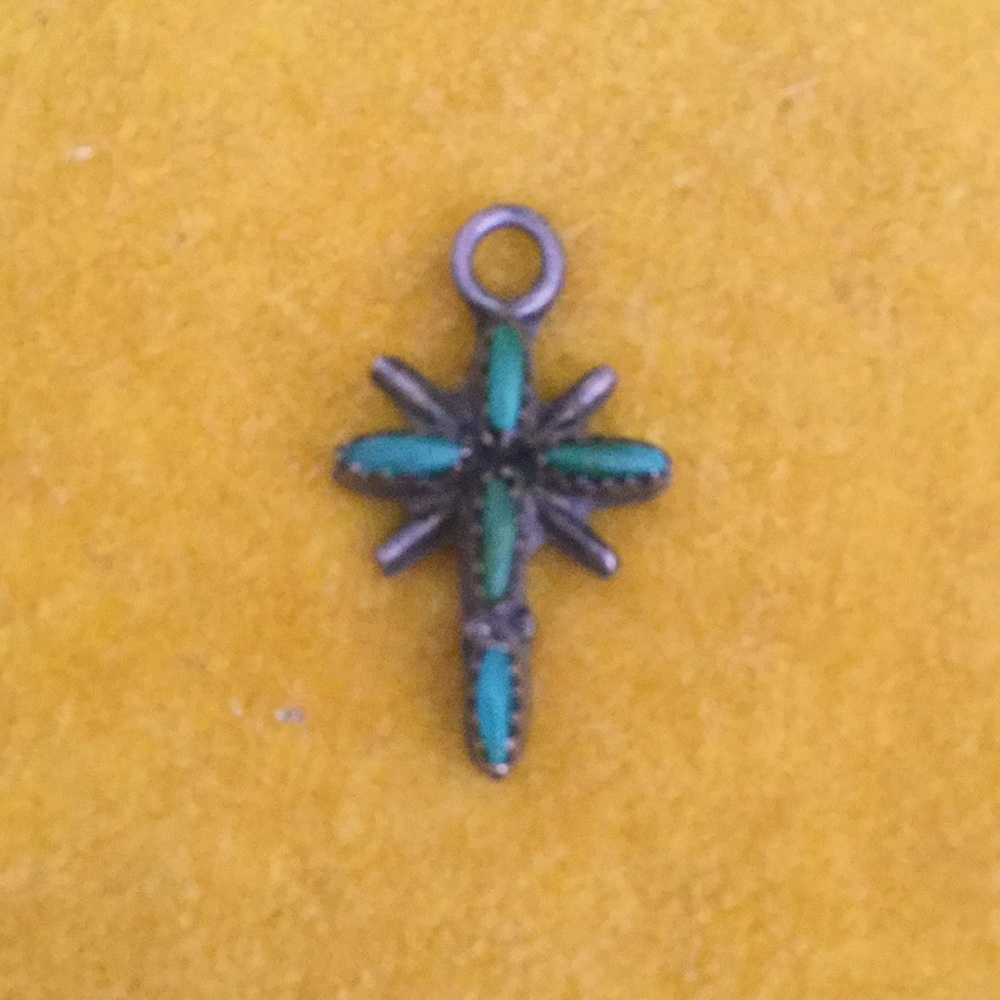 Vintage Turquoise southwestern boho handcrafted cross pendant